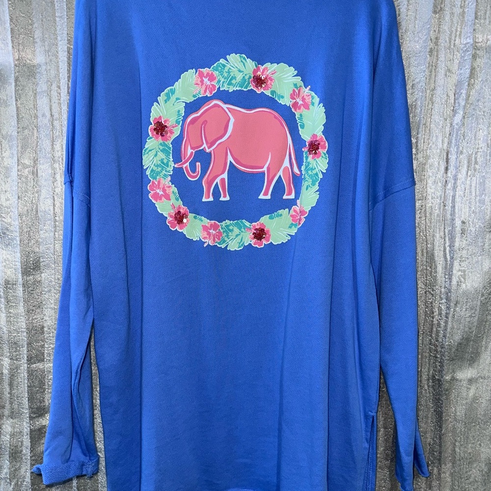 NEW Elephant Embellished Sweatshirt Top Crown Ivy {XL}
